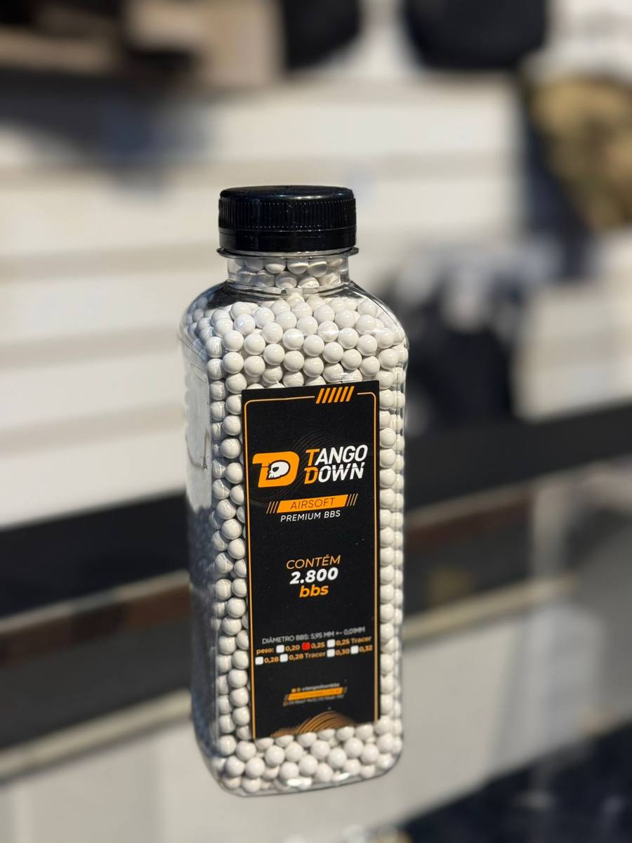 Esfera Airsoft BBs Tango Down 0.25g 6mm - Garrafa 2800un
