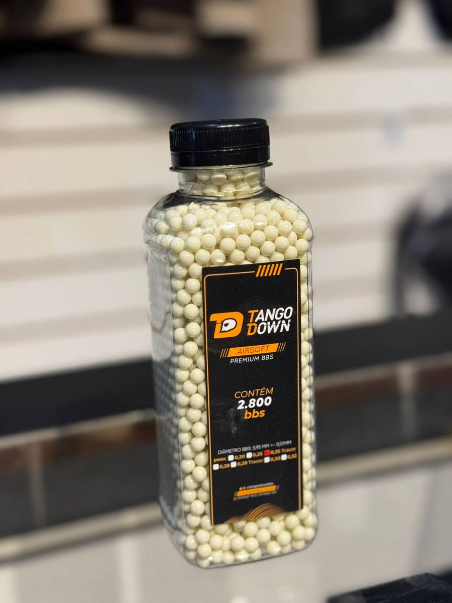 Esfera Airsoft BBs Tango Down 0.25g Tracer 6mm - Garrafa 2800un
