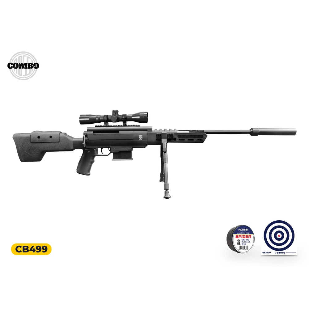 Carabina de Pressão Rossi Black Ops Sniper Gas Ram 5,5mm com Luneta