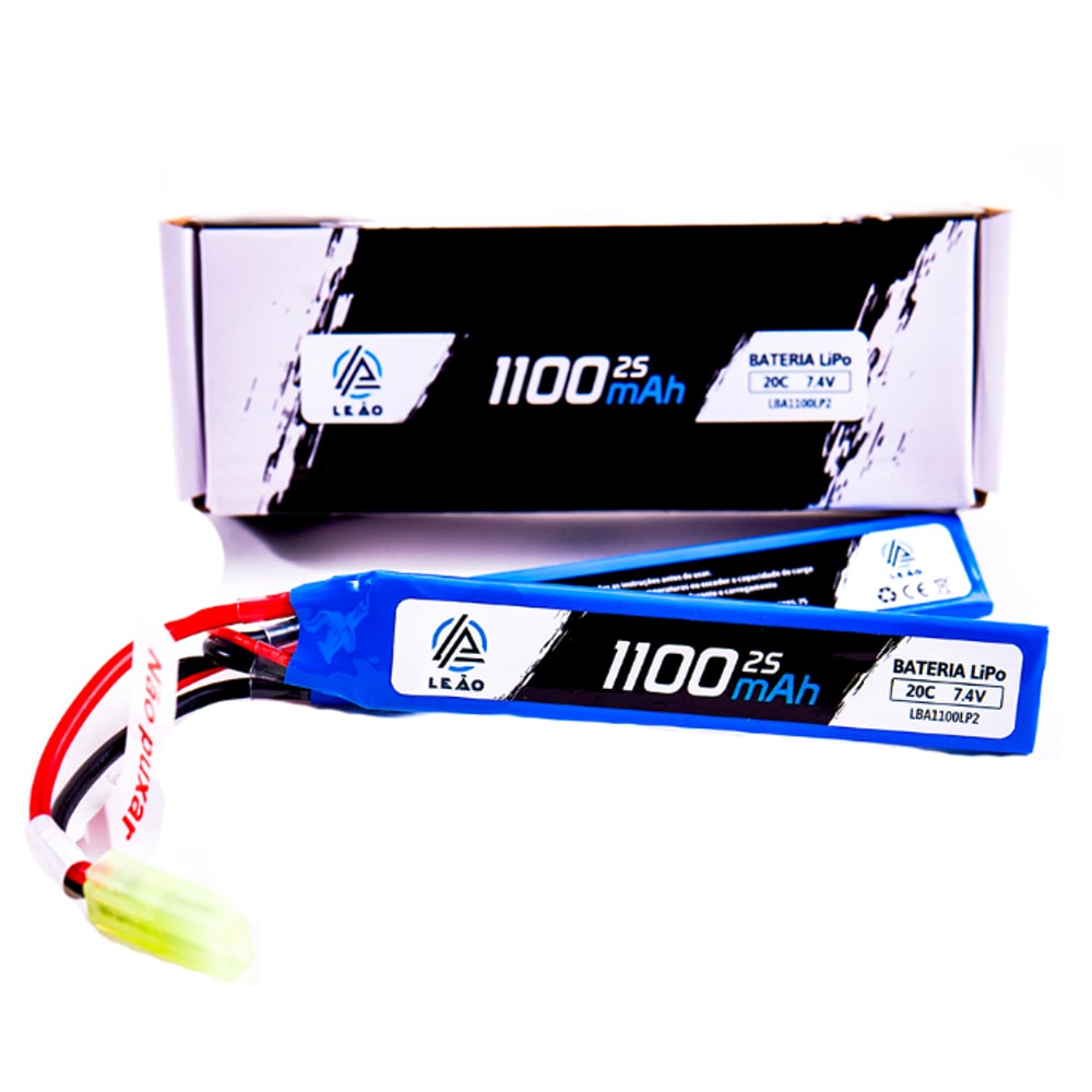 Kit Bateria LiPo Rossi 7,4V 2S 1100mAh 20C (2 packs) com Carregador USB 2A